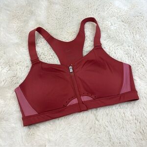 Nike Alpha Dri-Fit Front Zip Sports Bra Muted Red, L